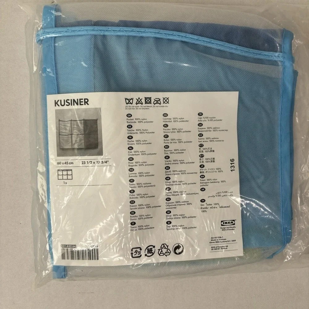 IKEA wall pockets Kusiner Storage Blue 501.632.64 New 23.5 x‎ 17.75